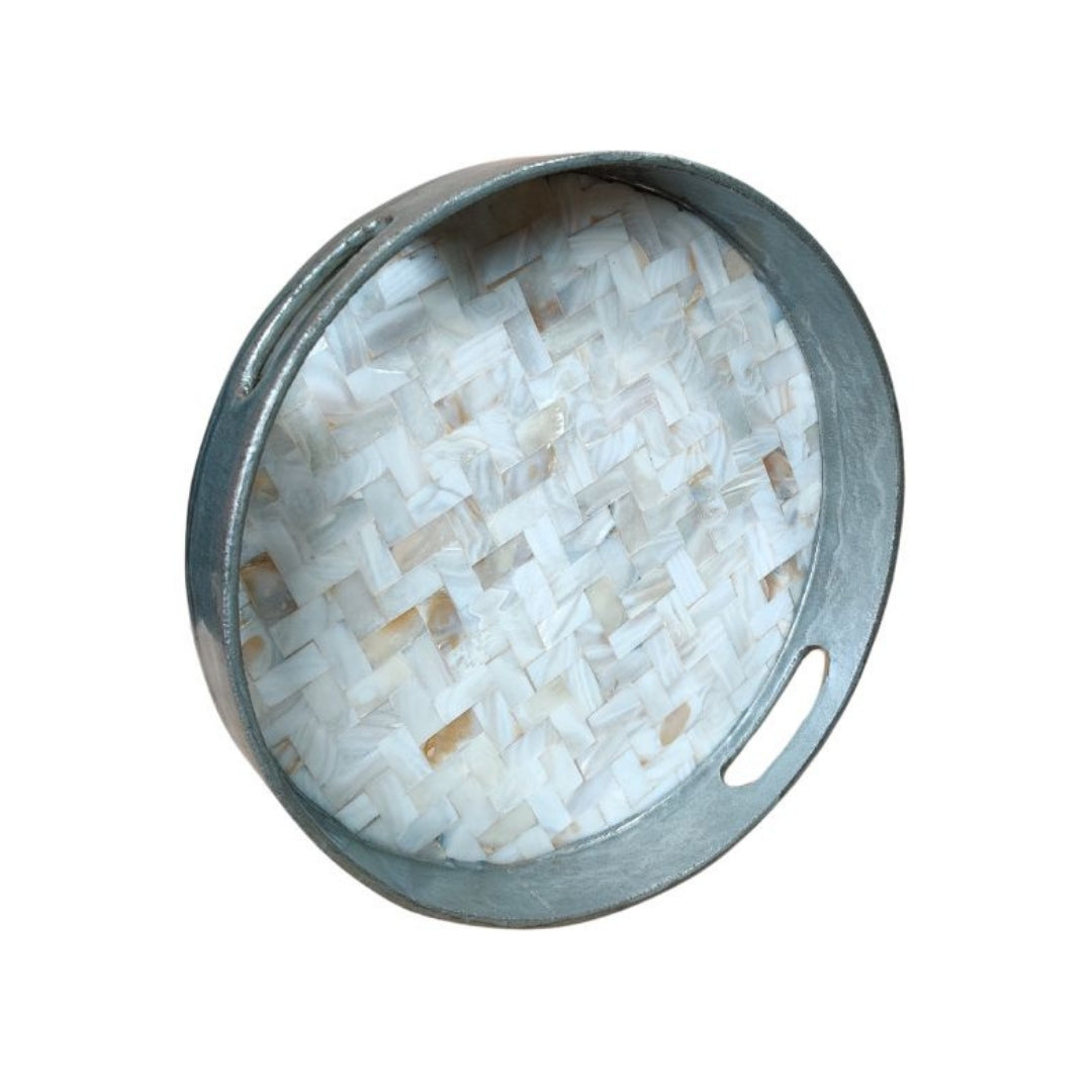 small silver & mop round