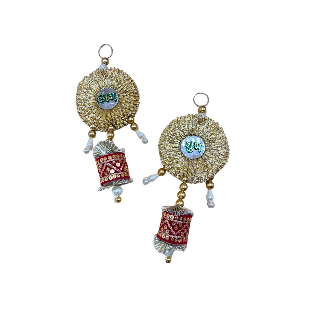 Side Hanging Set Of 2 - Shubh Labh Gold & Red