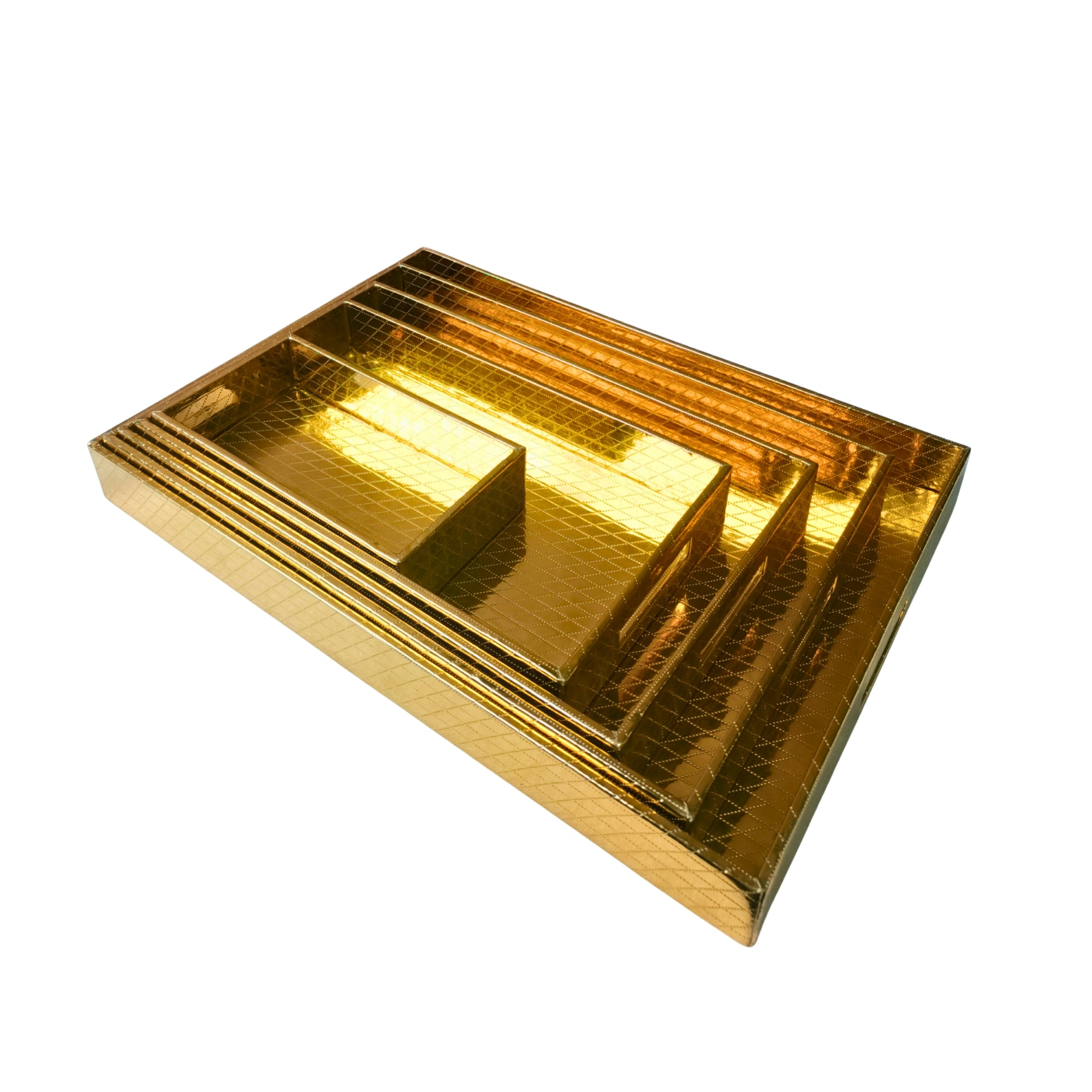 Gold With Pattern Tray (Set Of 5)