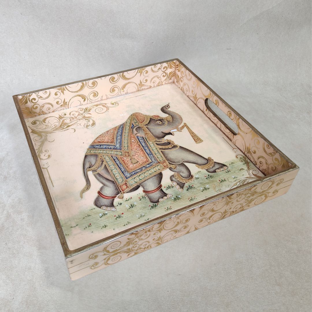 Square Tray Set Of 3 - Peach Elephant