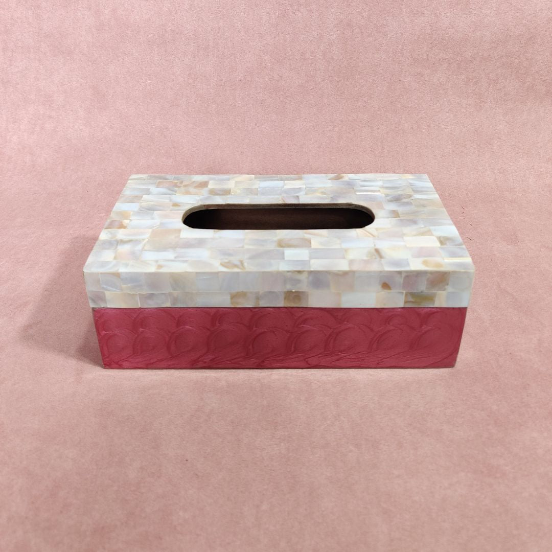 Tissue Box - Dark Pink Mother Of Pearl