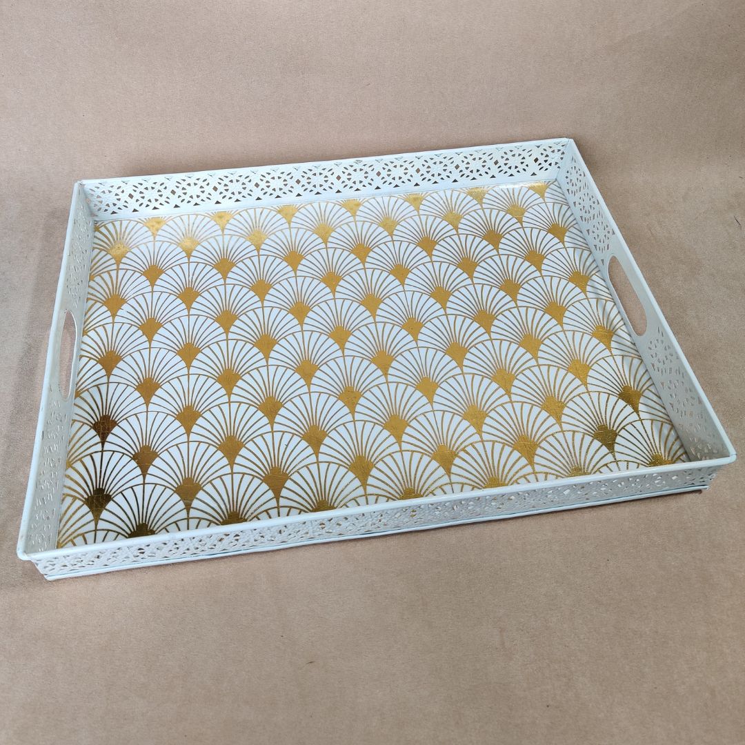 Single Tray - Large Gold & White