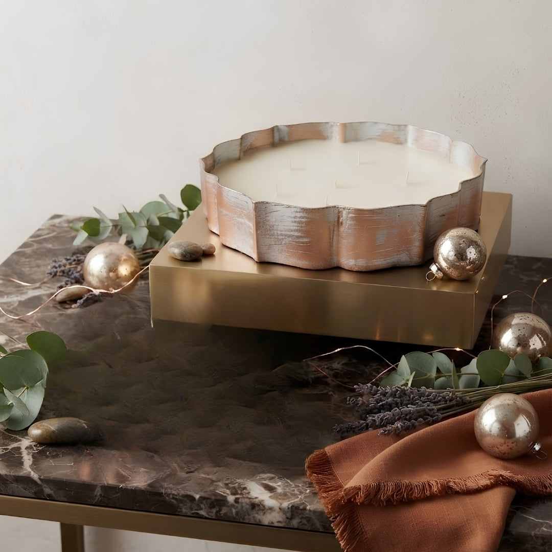 Scalloped Copper & Silver Finish URLI WITH  WAX - 8"