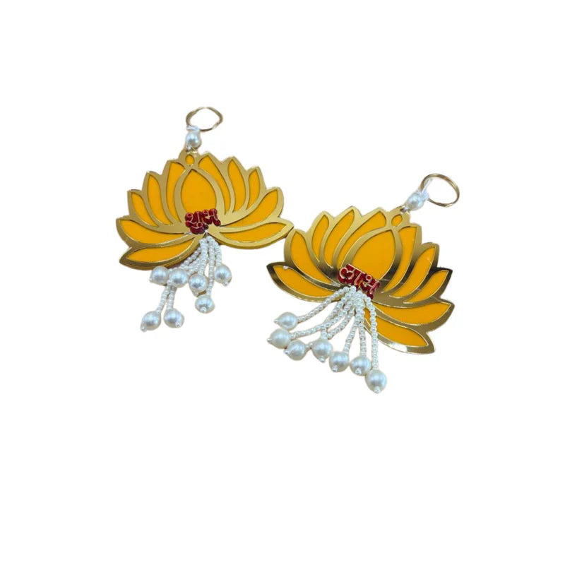 Side Hanging Set Of 2 - Lotus Shubh Labh Yellow