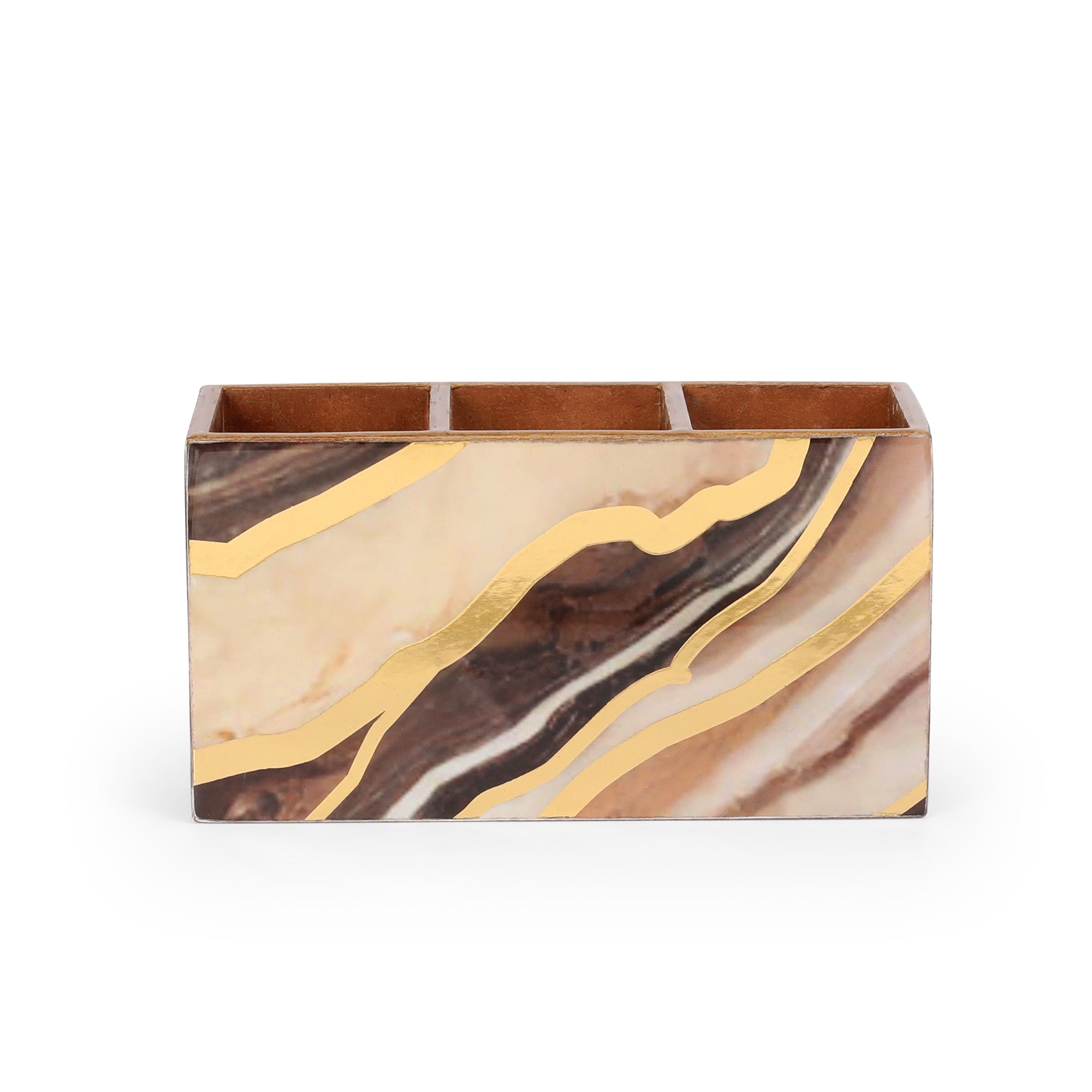 Large Cutlery Tissue Holder - Brown Marble