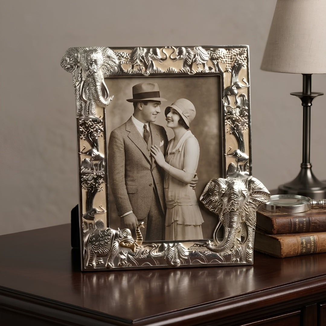 Decorative Silver Elephant Design Photo Frame