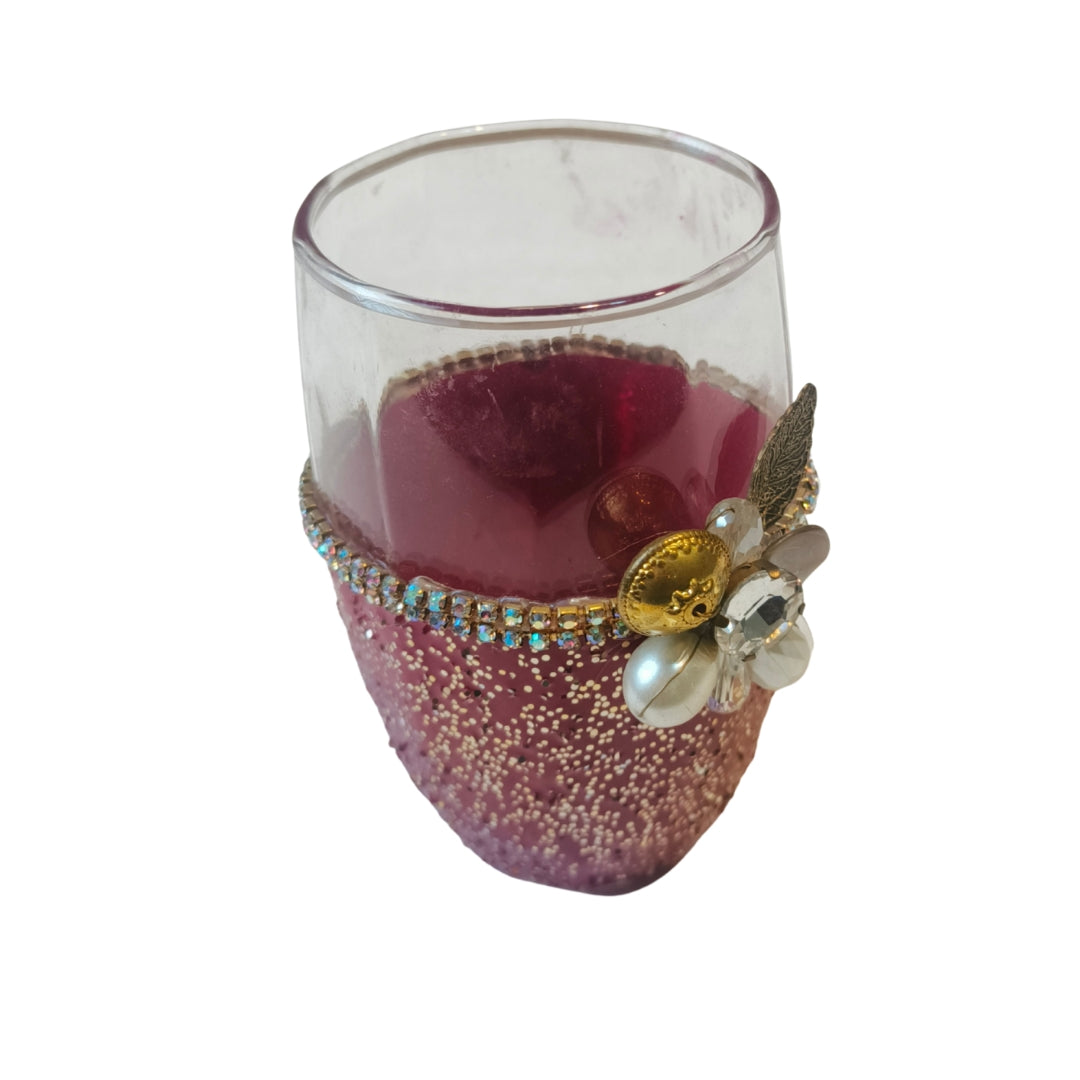 Red Resin Glitter Filigree Glass Set of 6