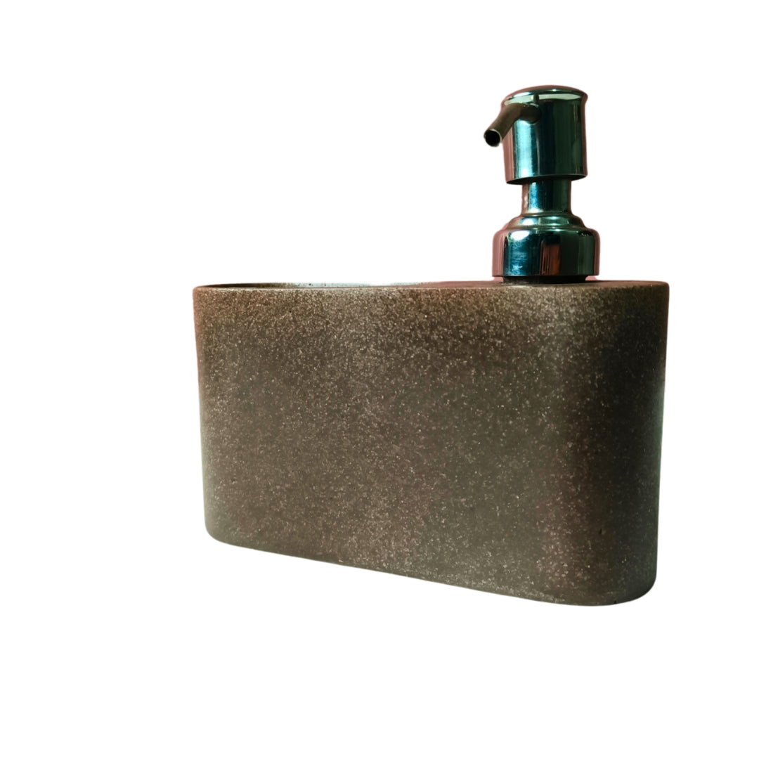 Polystone Dispenser with attached tumbler -  brown