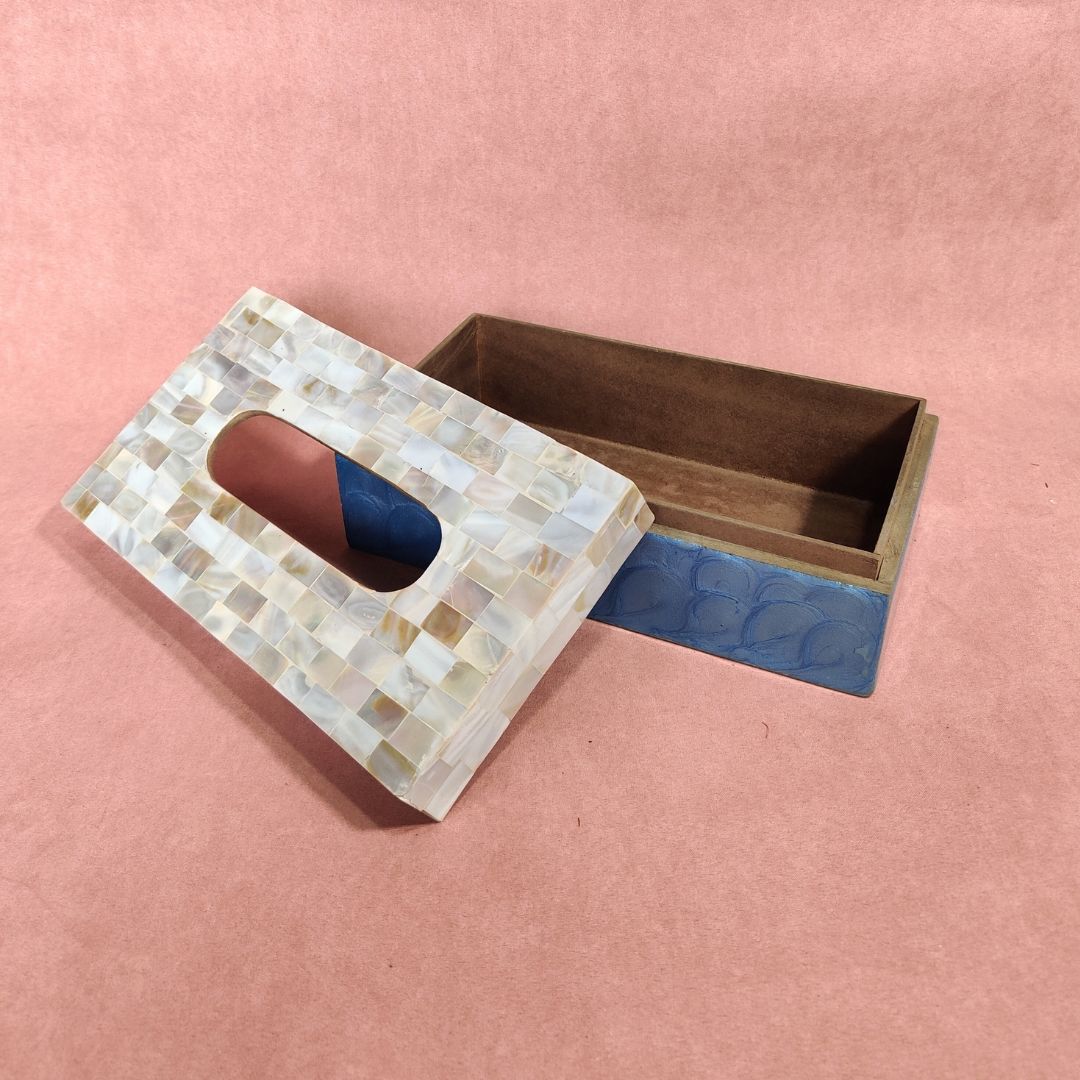 Tissue Box - Blue Mother Of Pearl