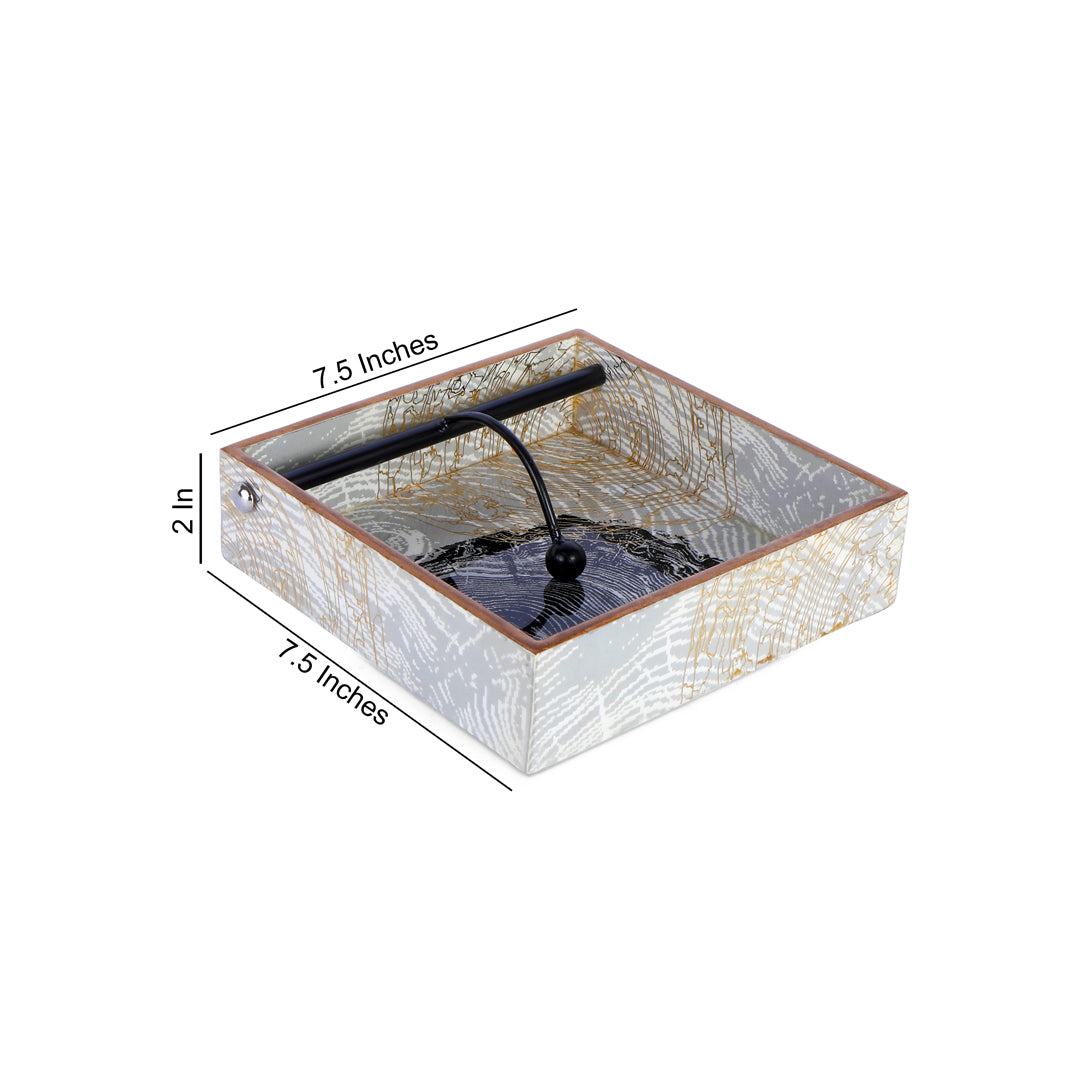 Square Tissue Holder - Grey Line Spiral Collection