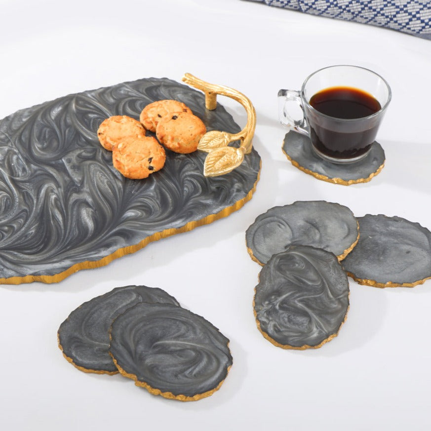 Table Coaster - Grey Resin (Set of 6)