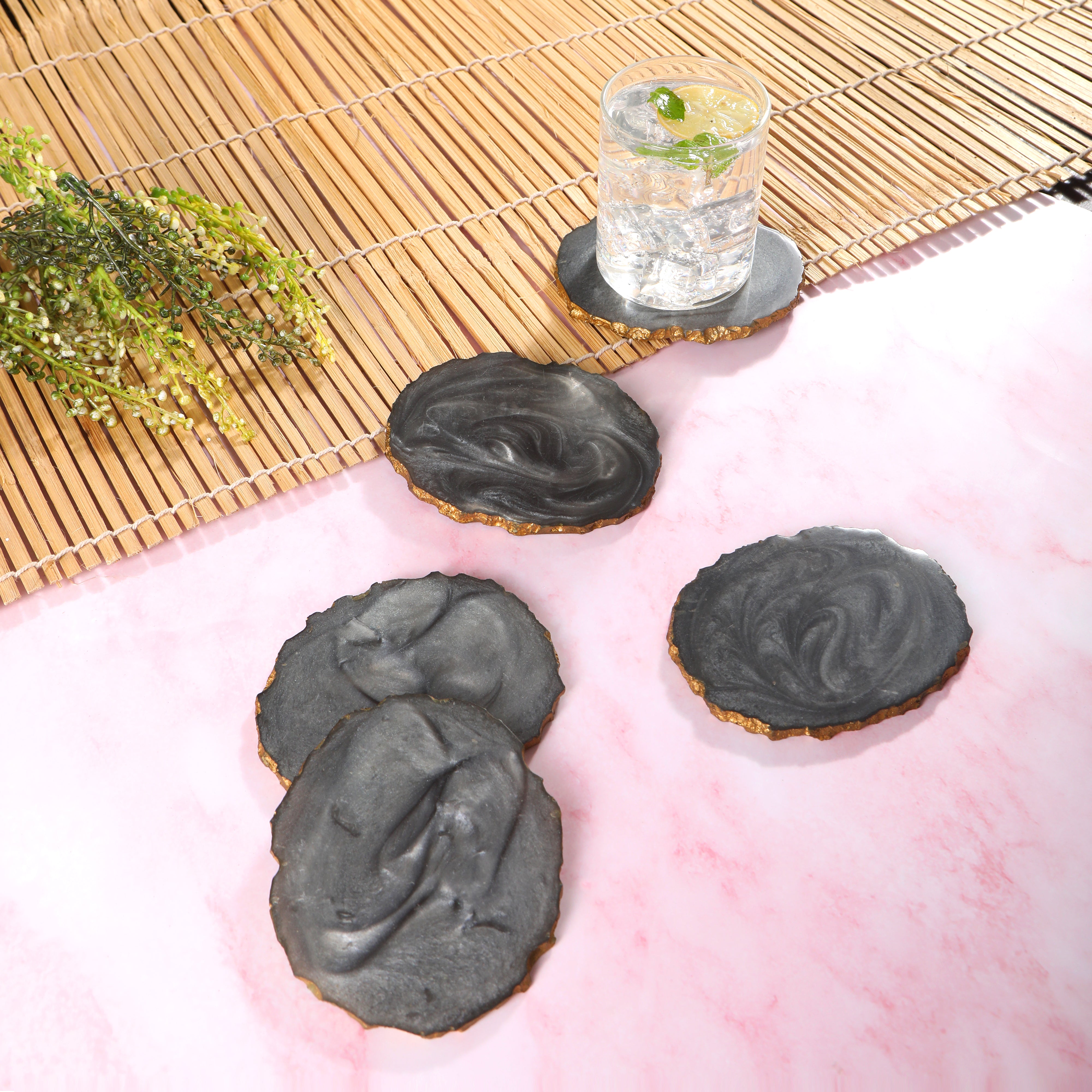 Table Coaster - Grey Resin (Set of 6)