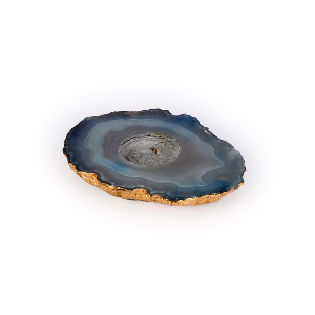 Candle Stand - Agate Stone (Grey & Gold) Candle Holder 2- The Home Co.