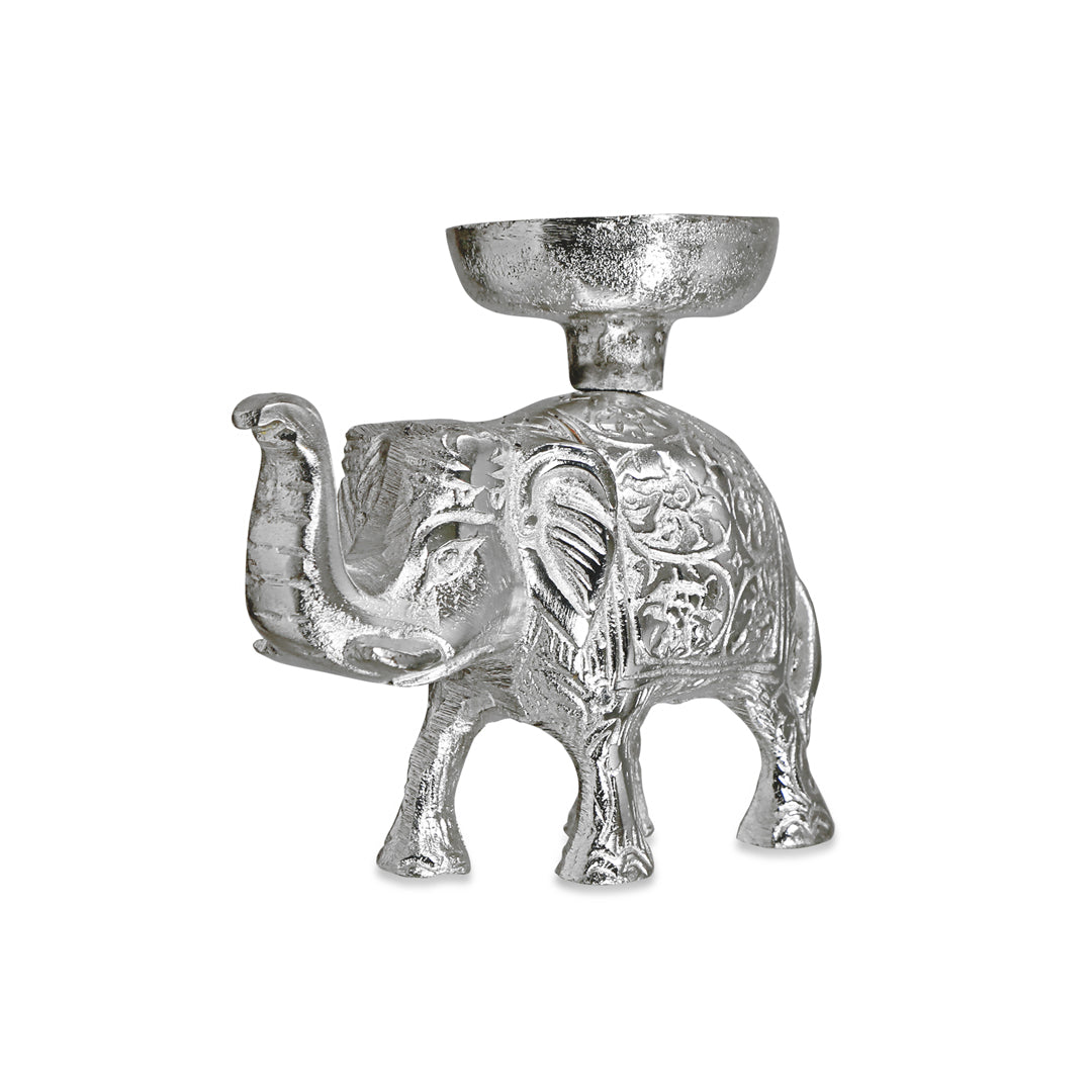 Candle Stand - Silver Plated Elephant Candle Holder 2- The Home Co.