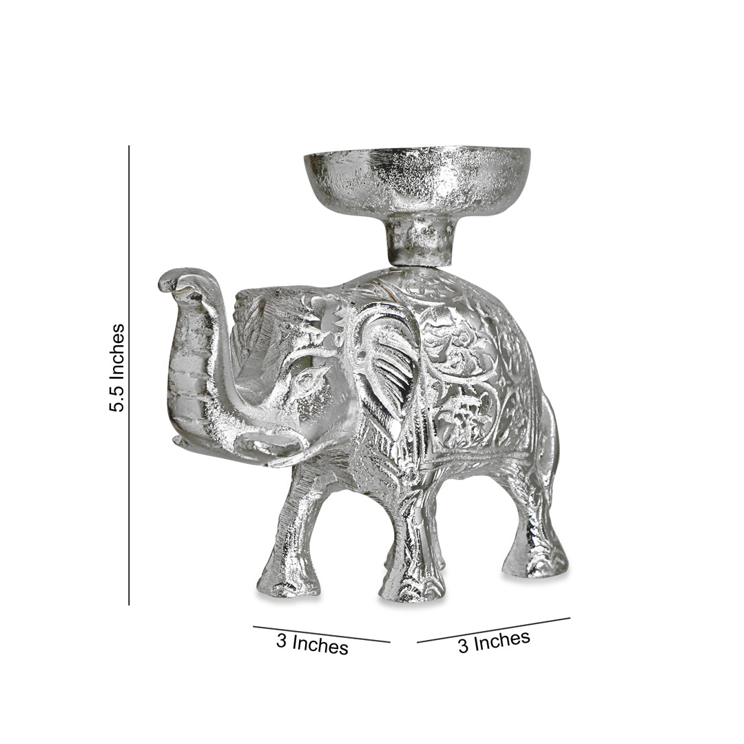 Candle Stand - Silver Plated Elephant Candle Holder 4- The Home Co.
