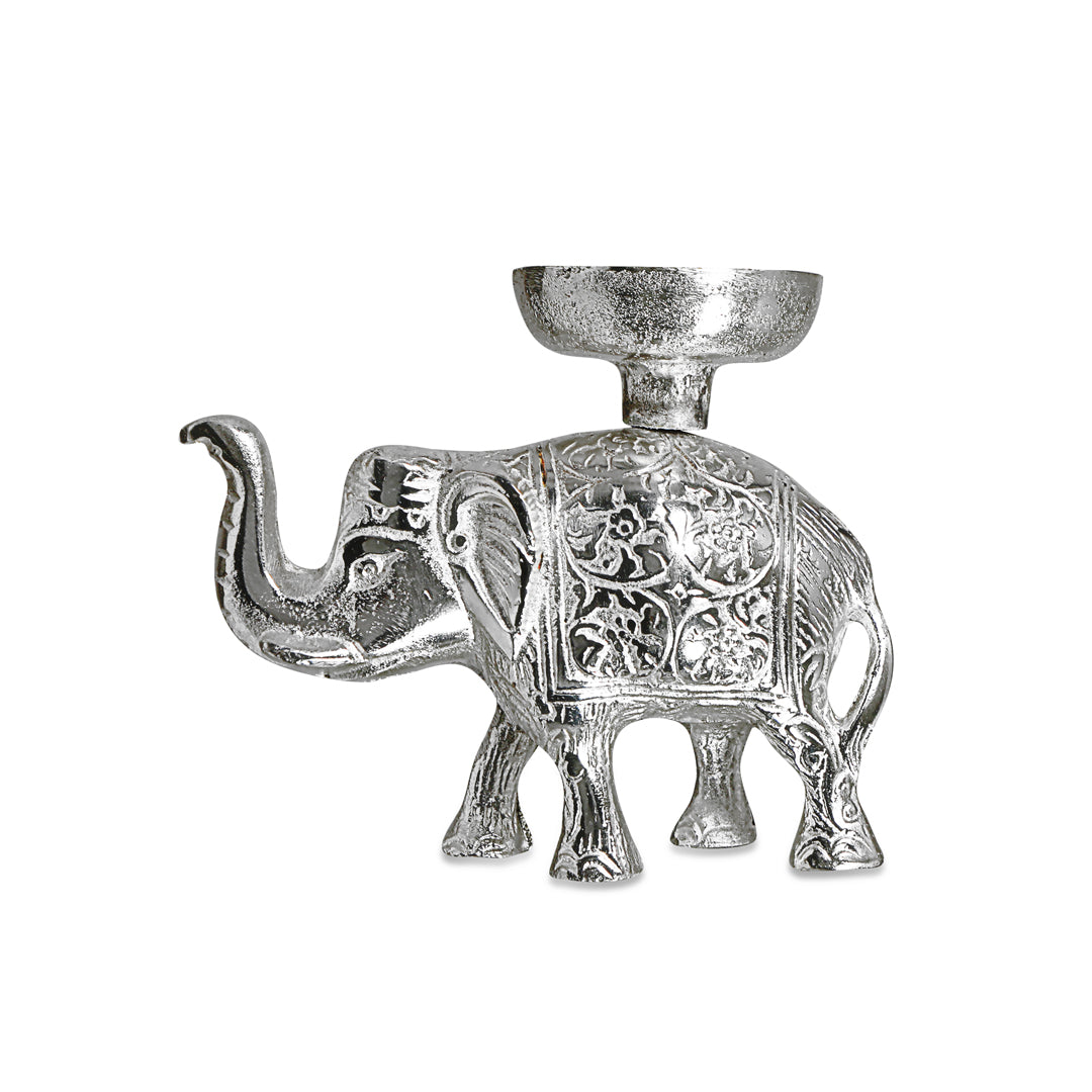Candle Stand - Silver Plated Elephant Candle Holder 6- The Home Co.