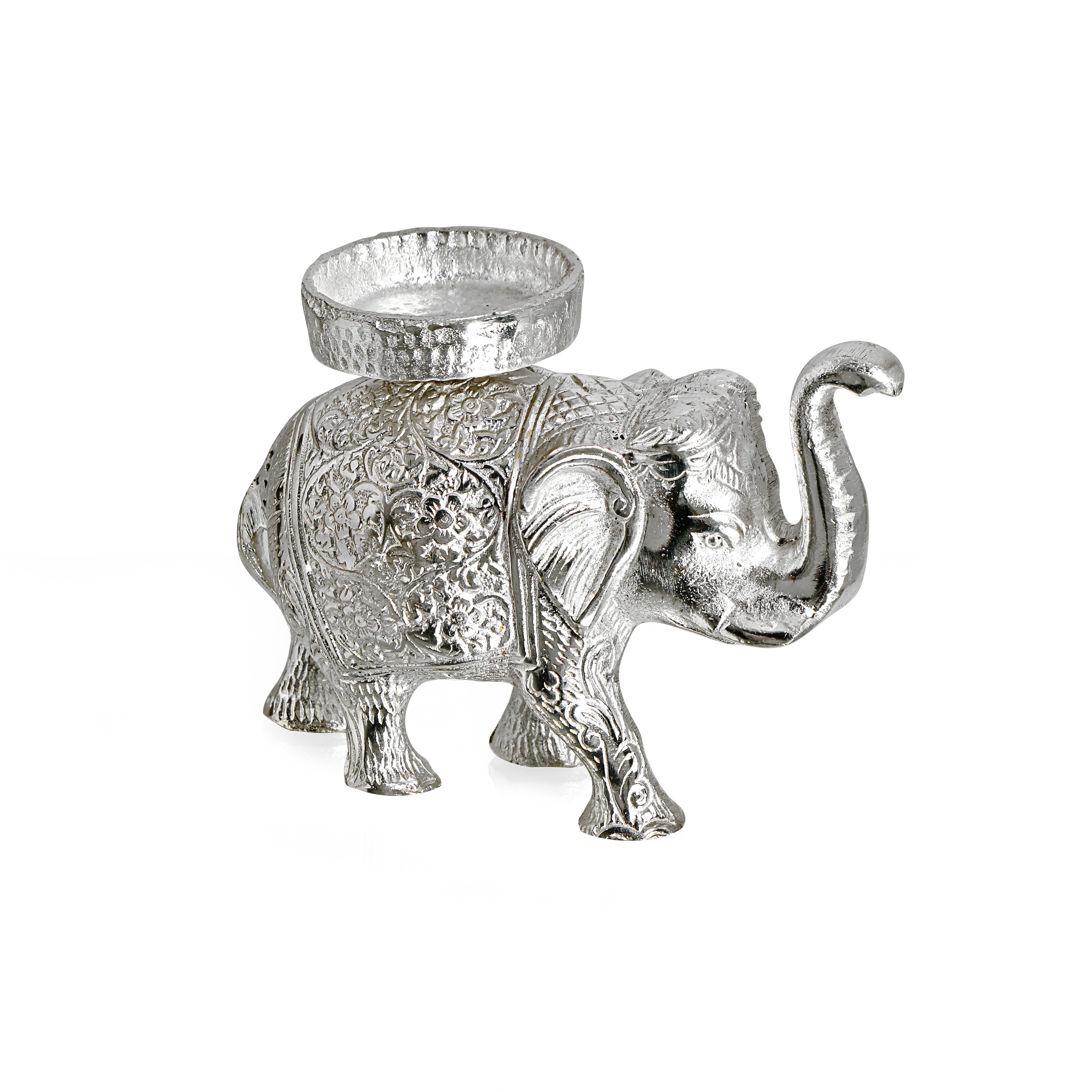 Candle Stand- Silver Plated Elephant Candle Holder - Small