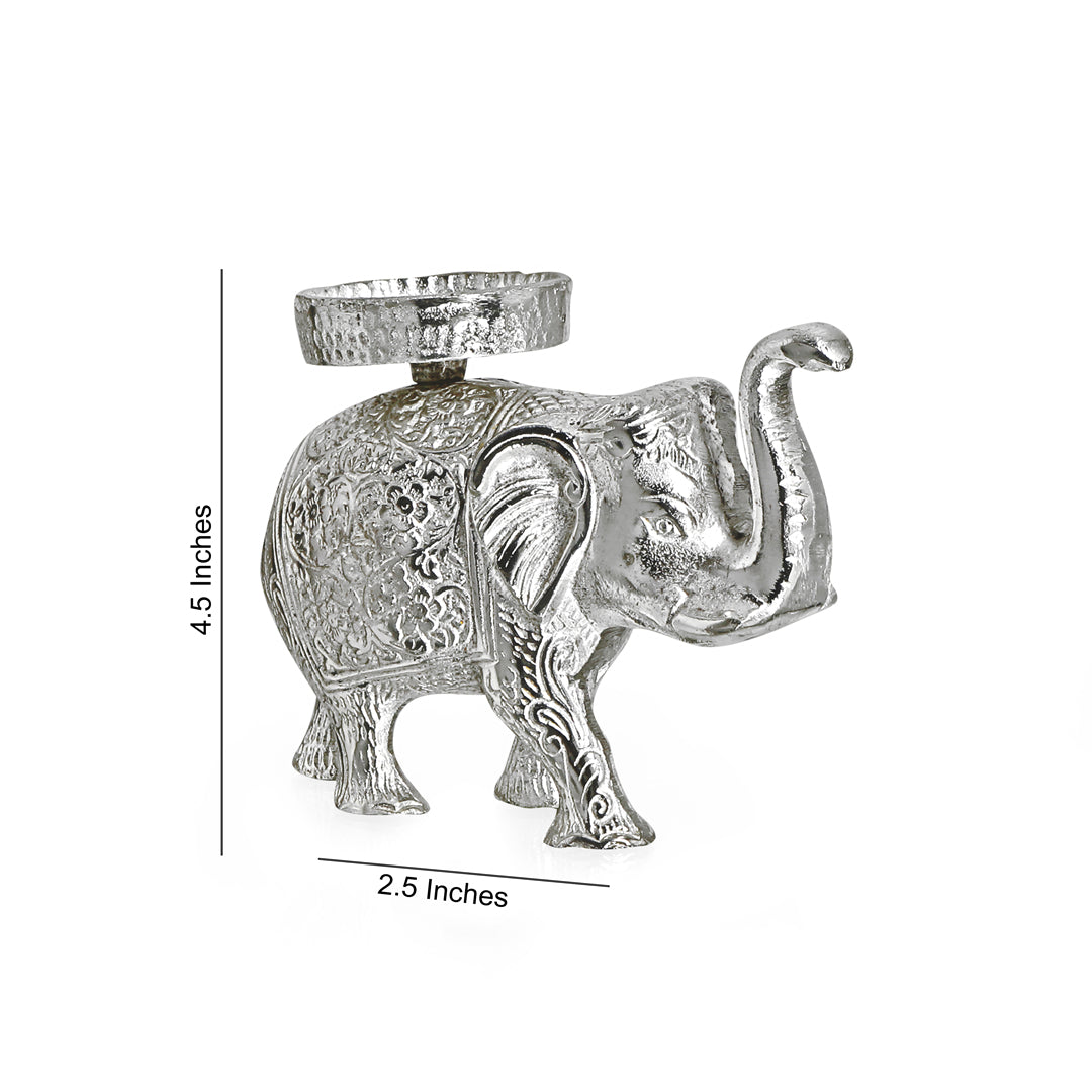 Candle Stand- Silver Plated Elephant Candle Holder Small 5- The Home Co.