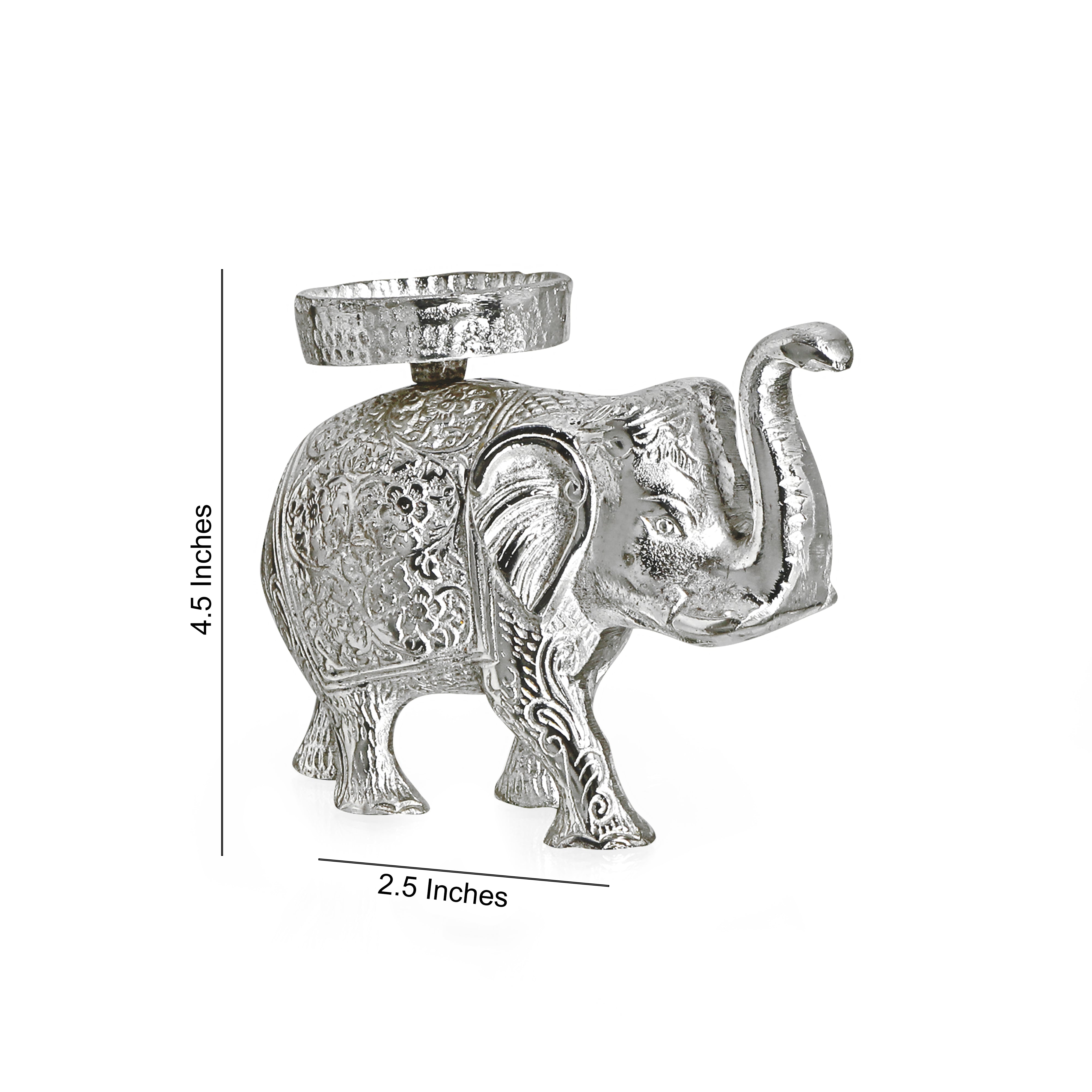 Candle Stand- Silver Plated Elephant Candle Holder - Small