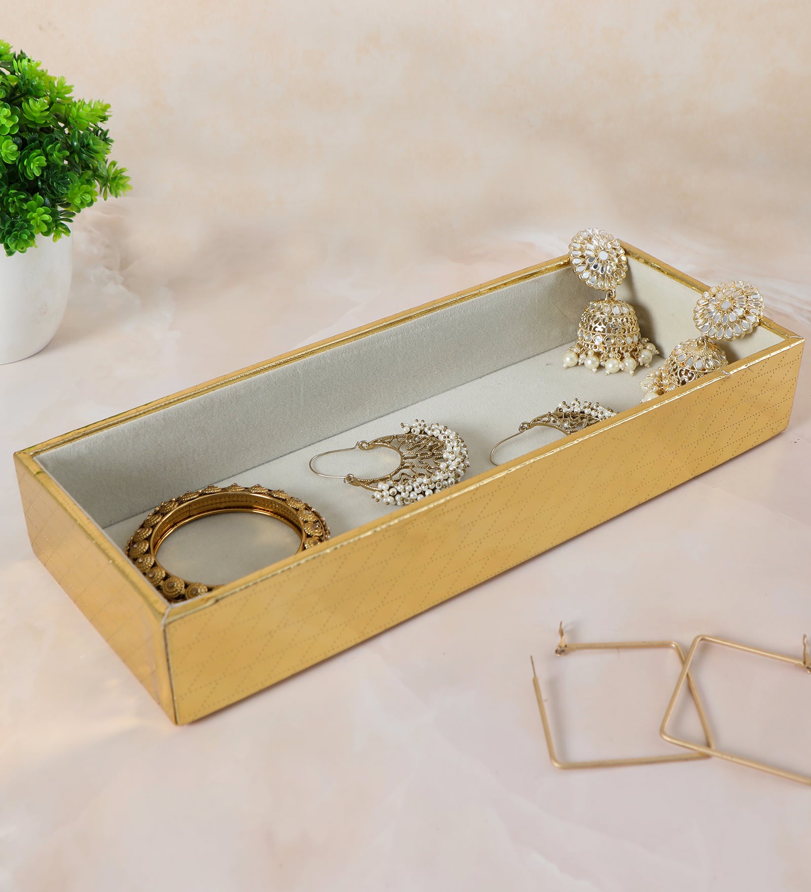 Leatherette Jewellery Tray - Gold