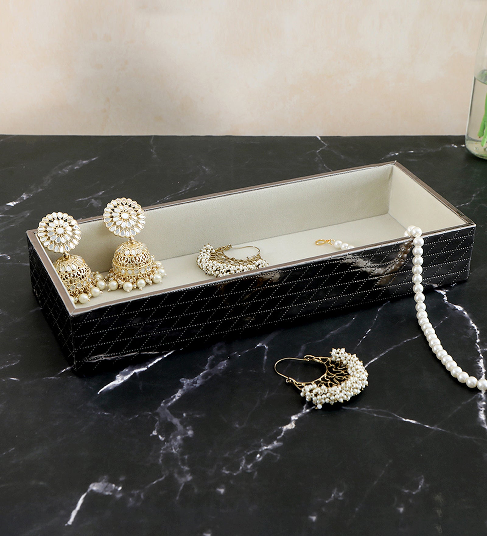 Leatherette Jewellery Tray  - Silver