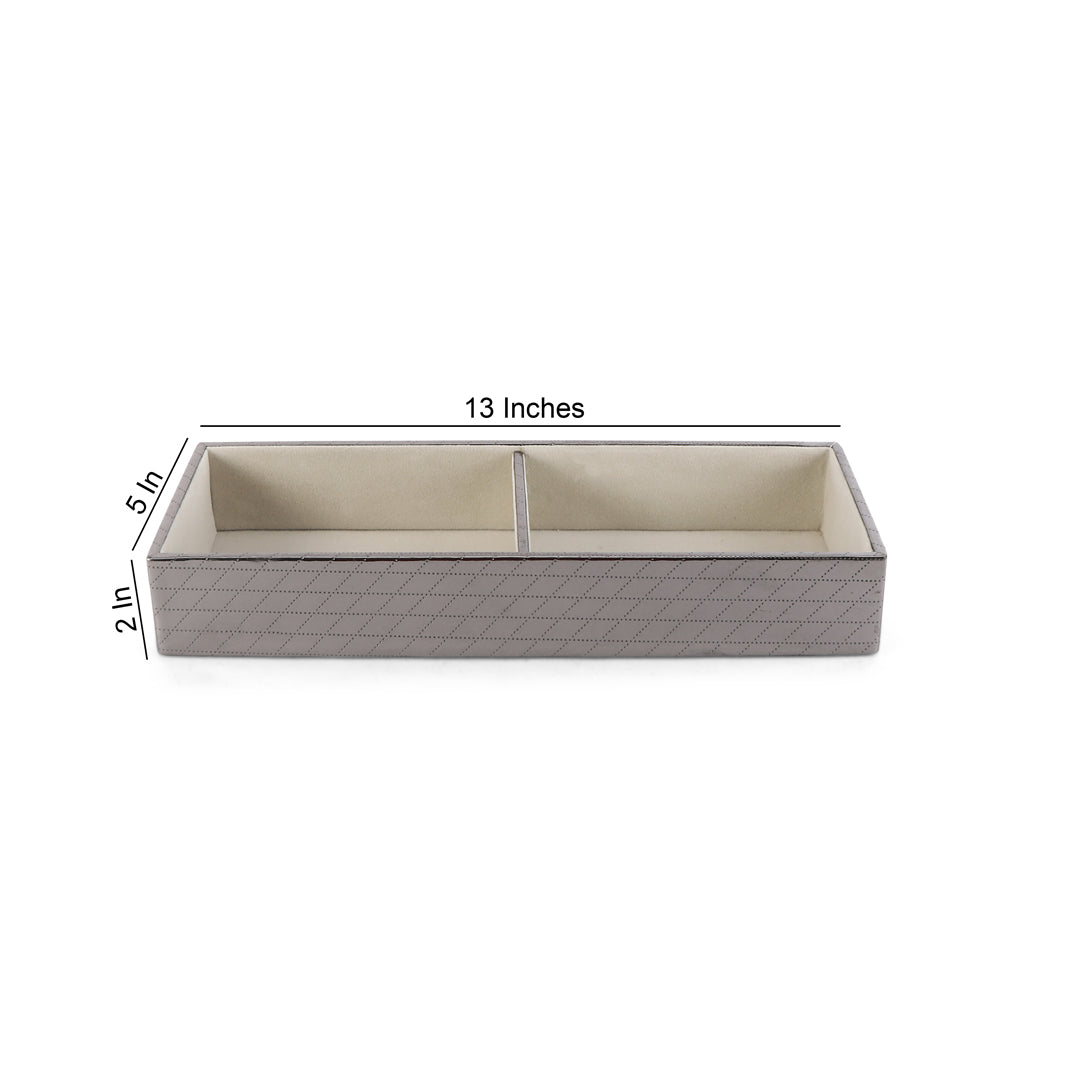 Leatherette Jewellery Tray 2 partition - Silver