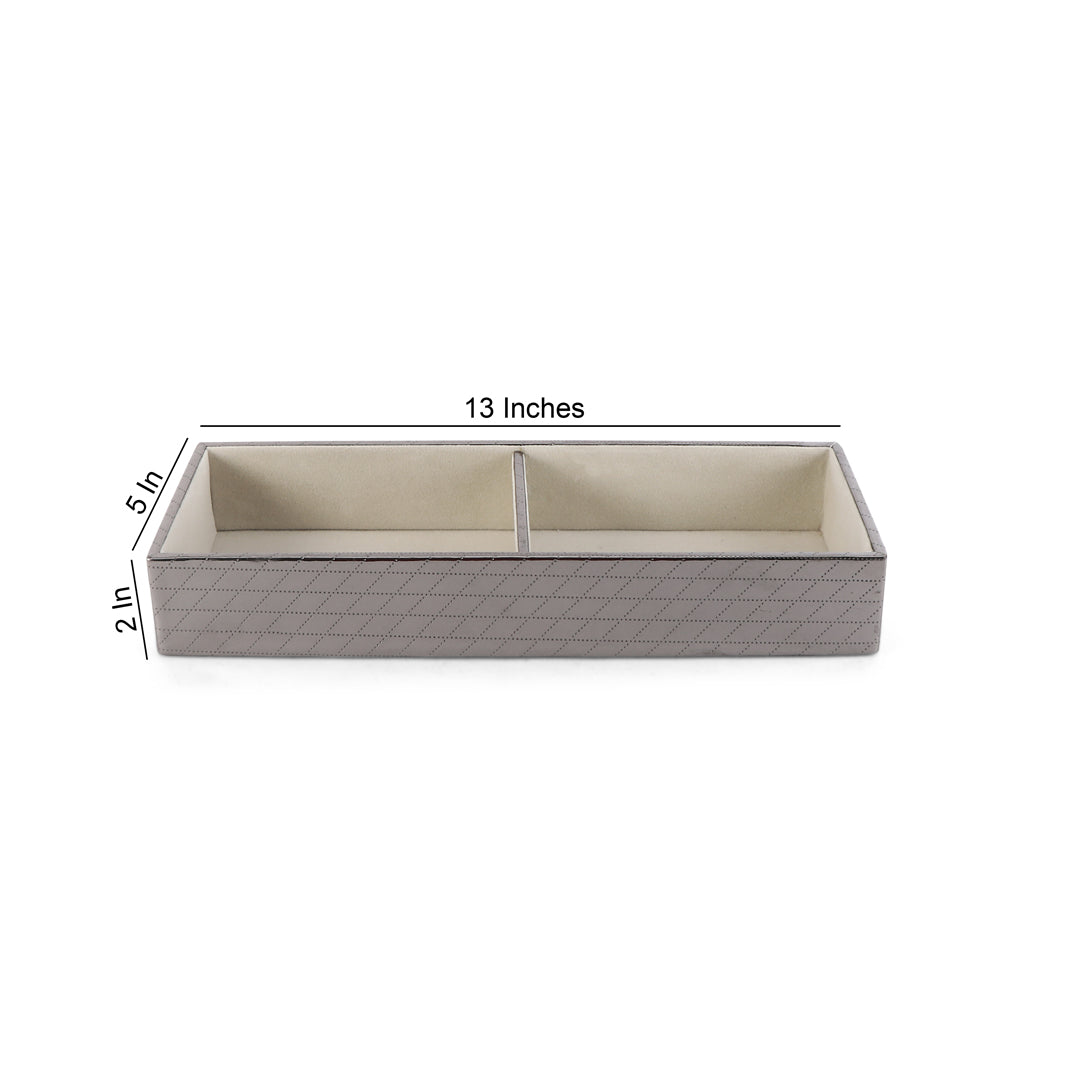 Jewellery Tray 2 Partition - Silver Jewellery Organiser 3- The Home Co.