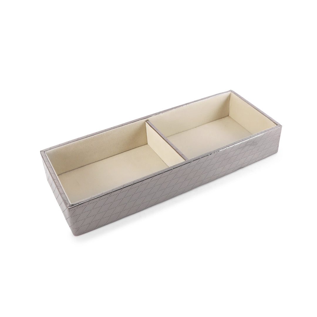 Jewellery Tray 2 Partition - Silver Jewellery Organiser 1- The Home Co.