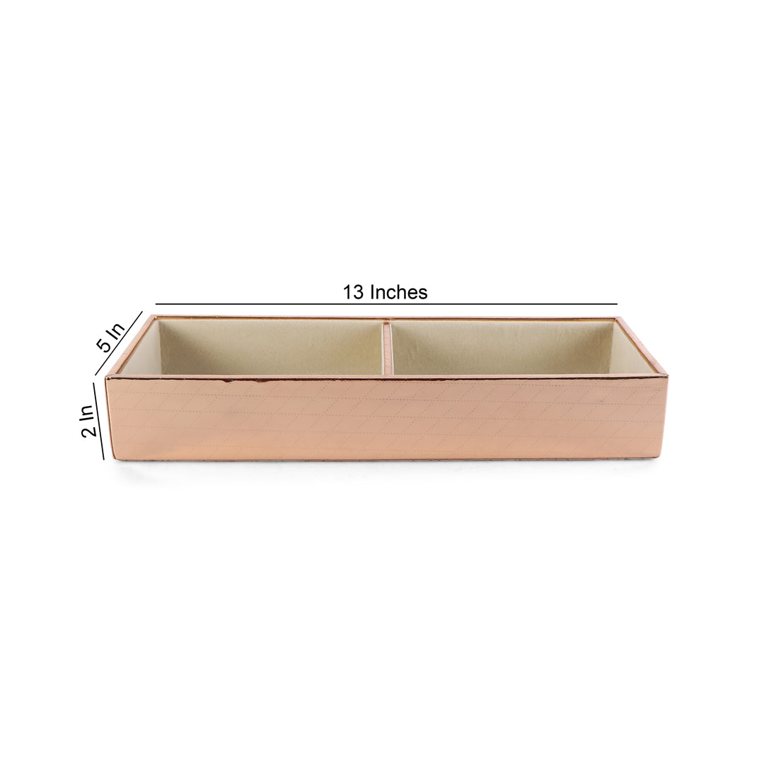 Jewellery Tray 2 Partition - Copper Jewellery Organiser 2- The Home Co.