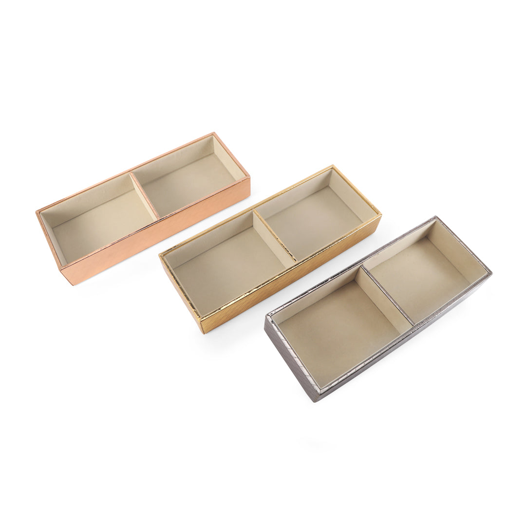 Jewellery Tray 2 Partition - Gold Jewellery Organiser 3- The Home Co.