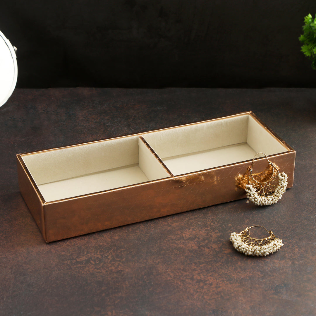 Jewellery Tray 2 Partition - Copper Jewellery Organiser 5- The Home Co.