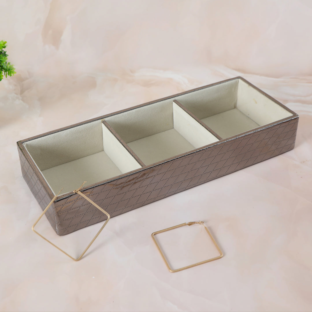 Jewellery Tray 3 Partition - Silver Jewellery Organiser 3- The Home Co.