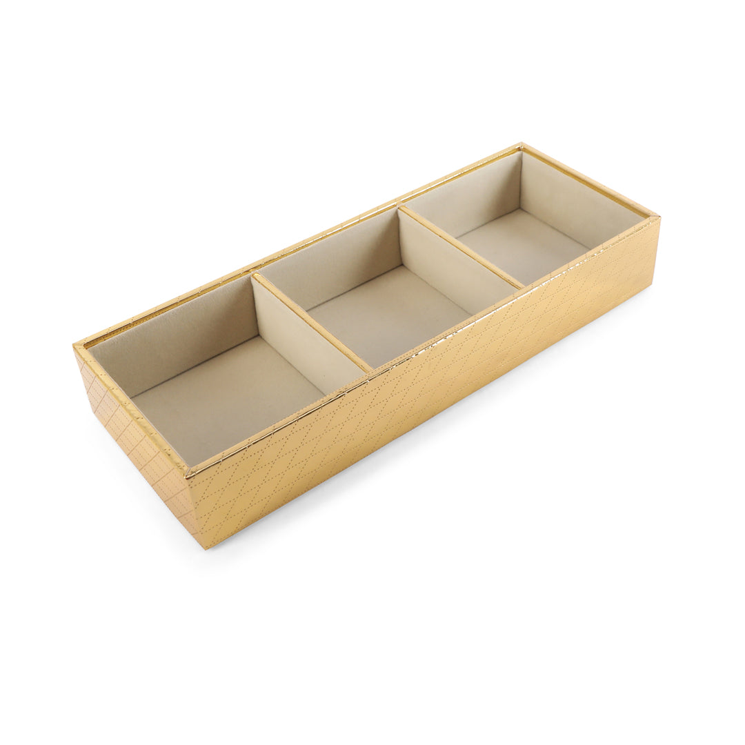 Jewellery Tray 3 Partition - Gold Jewellery Organiser 1- The Home Co.