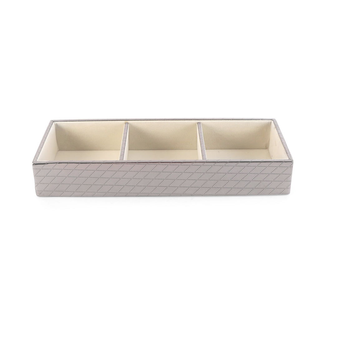 Jewellery Tray 3 Partition - Silver Jewellery Organiser 1- The Home Co.