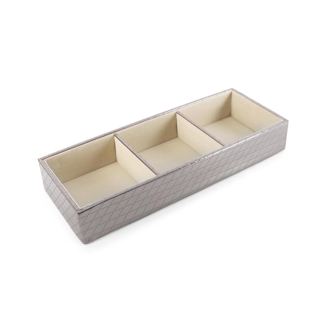Jewellery Tray 3 Partition - Silver Jewellery Organiser 2- The Home Co.