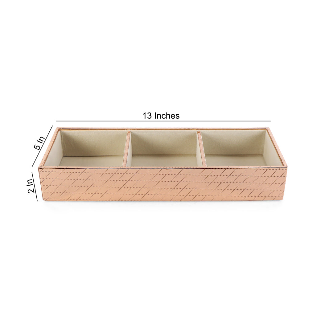 Jewellery Tray 3 Partition - Copper Jewellery Organiser 2- The Home Co.
