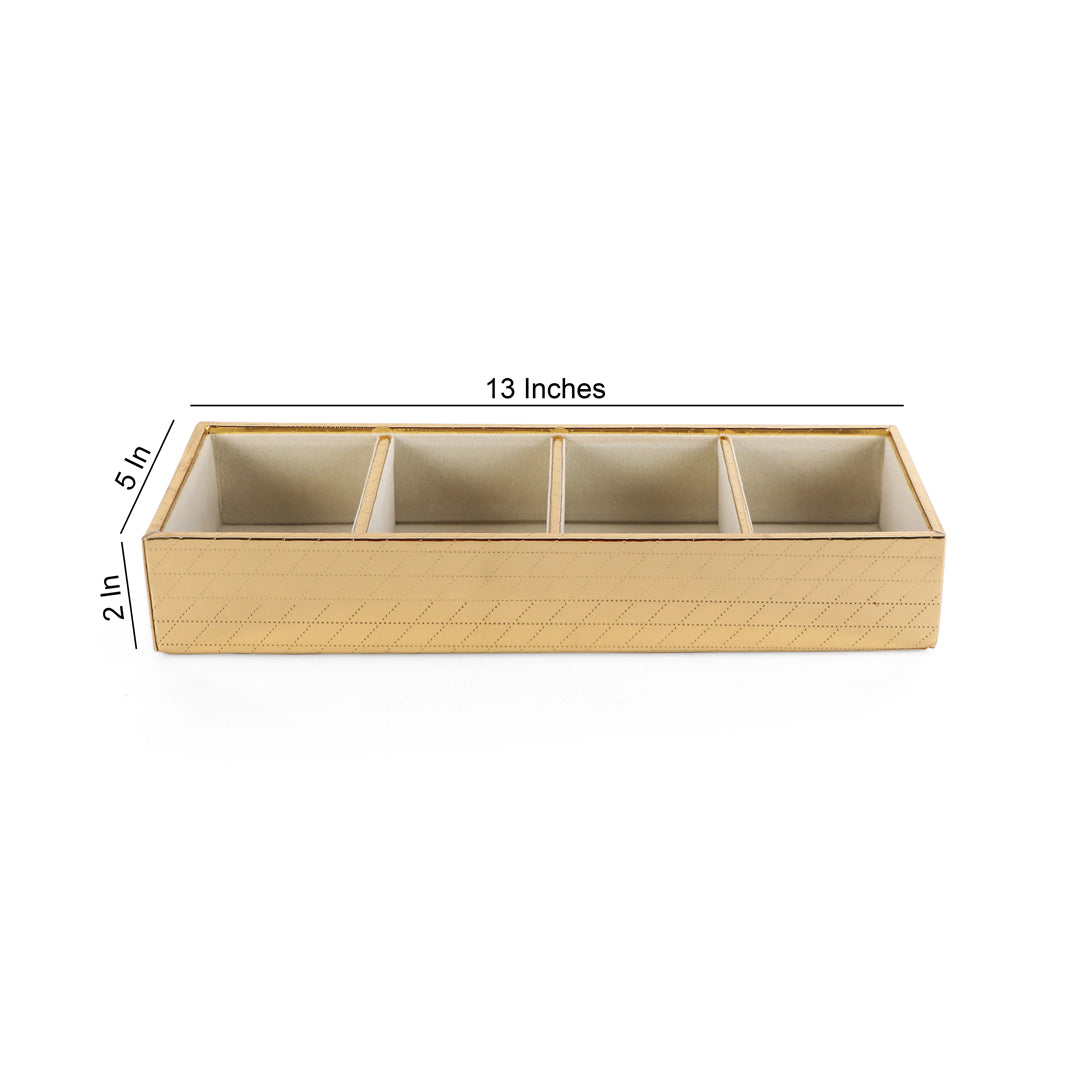 Leatherette Jewellery Tray 4 Partition - Gold