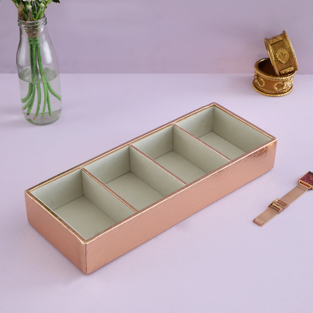 Jewellery Tray 4 Partition - Copper Jewellery Organiser 1- The Home Co.