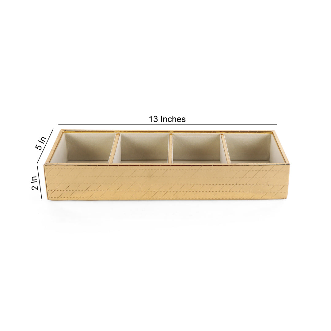 Jewellery Tray 4 Partition - Gold Jewellery Organiser 4- The Home Co.