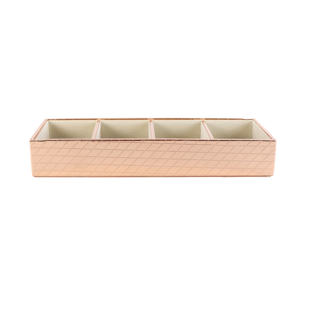 Jewellery Tray 4 Partition - Copper Jewellery Organiser 3- The Home Co.
