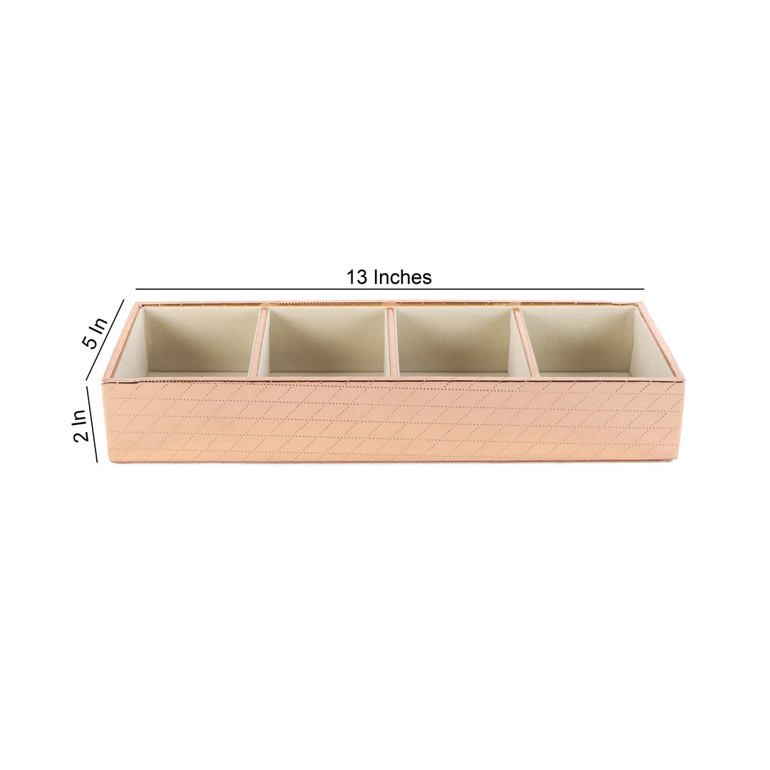 Jewellery Tray 4 Partition - Copper Jewellery Organiser 4- The Home Co.