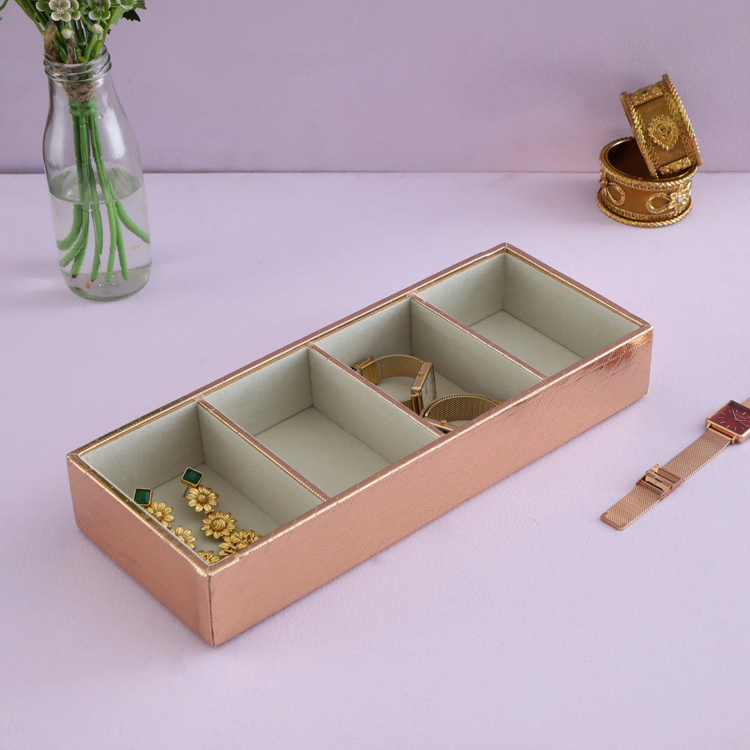 Jewellery Tray 4 Partition - Copper Jewellery Organiser - The Home Co.