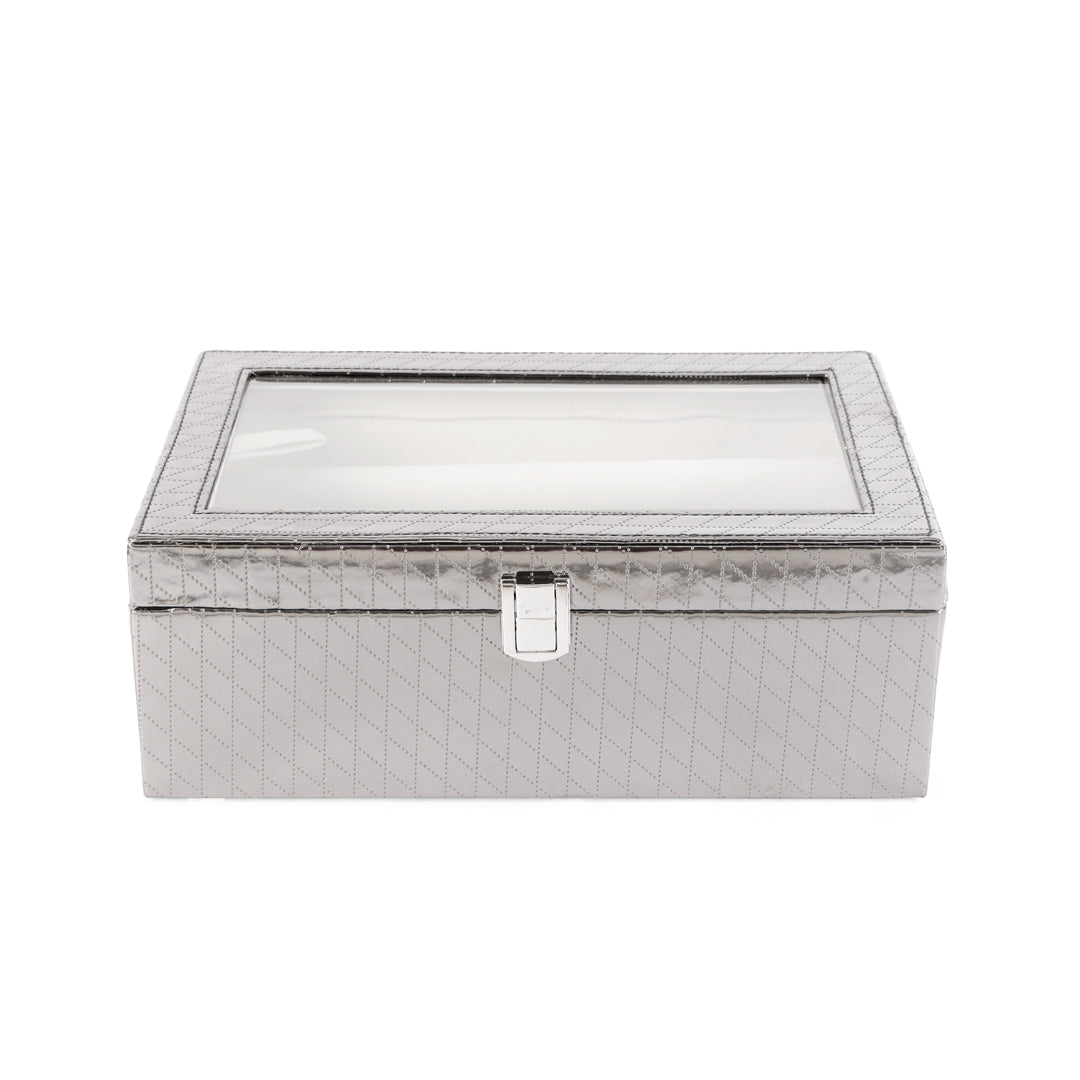 Bangle Box Two Rod Partition - Silver Bangle Storage Box 2- The Home Co.