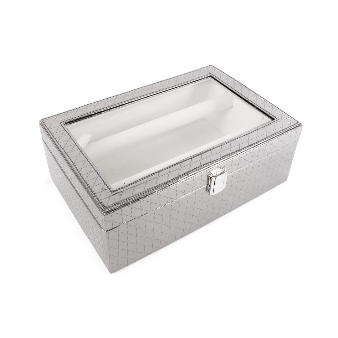 Bangle Box Two Rod Partition - Silver Bangle Storage Box 3- The Home Co.