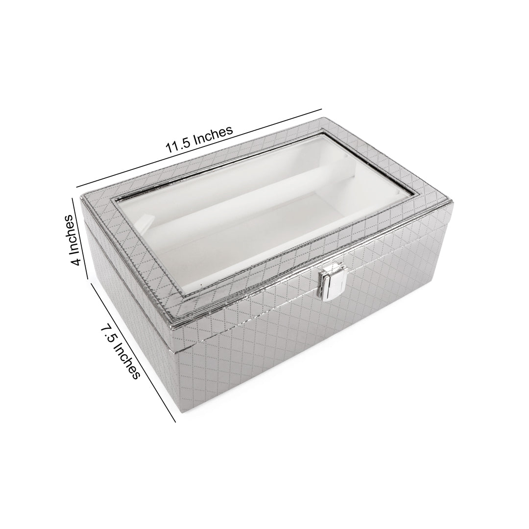 Bangle Box Two Rod Partition - Silver Bangle Storage Box 6- The Home Co.