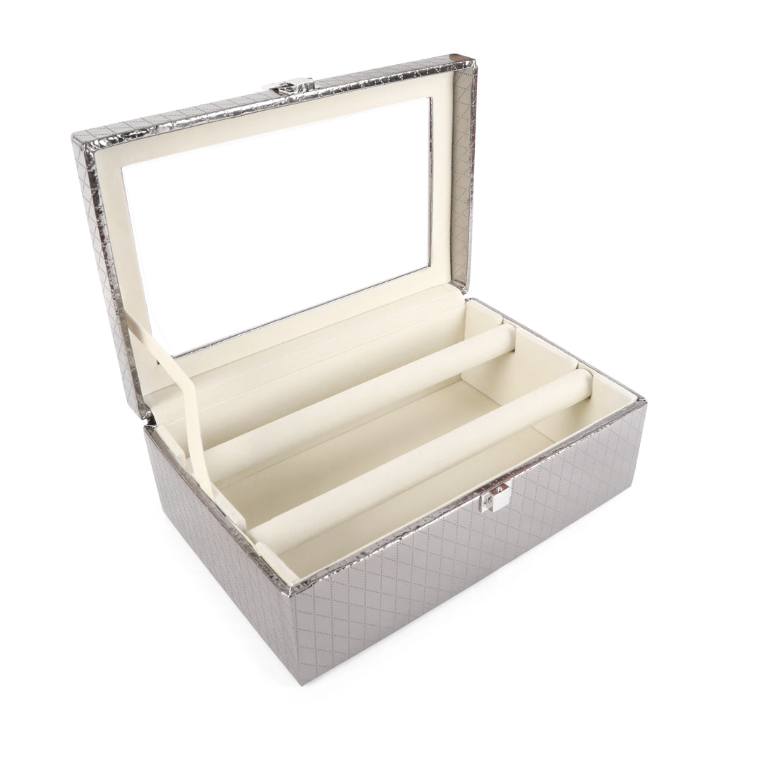 Bangle Box Two Rod Partition - Silver Bangle Storage Box 4- The Home Co.