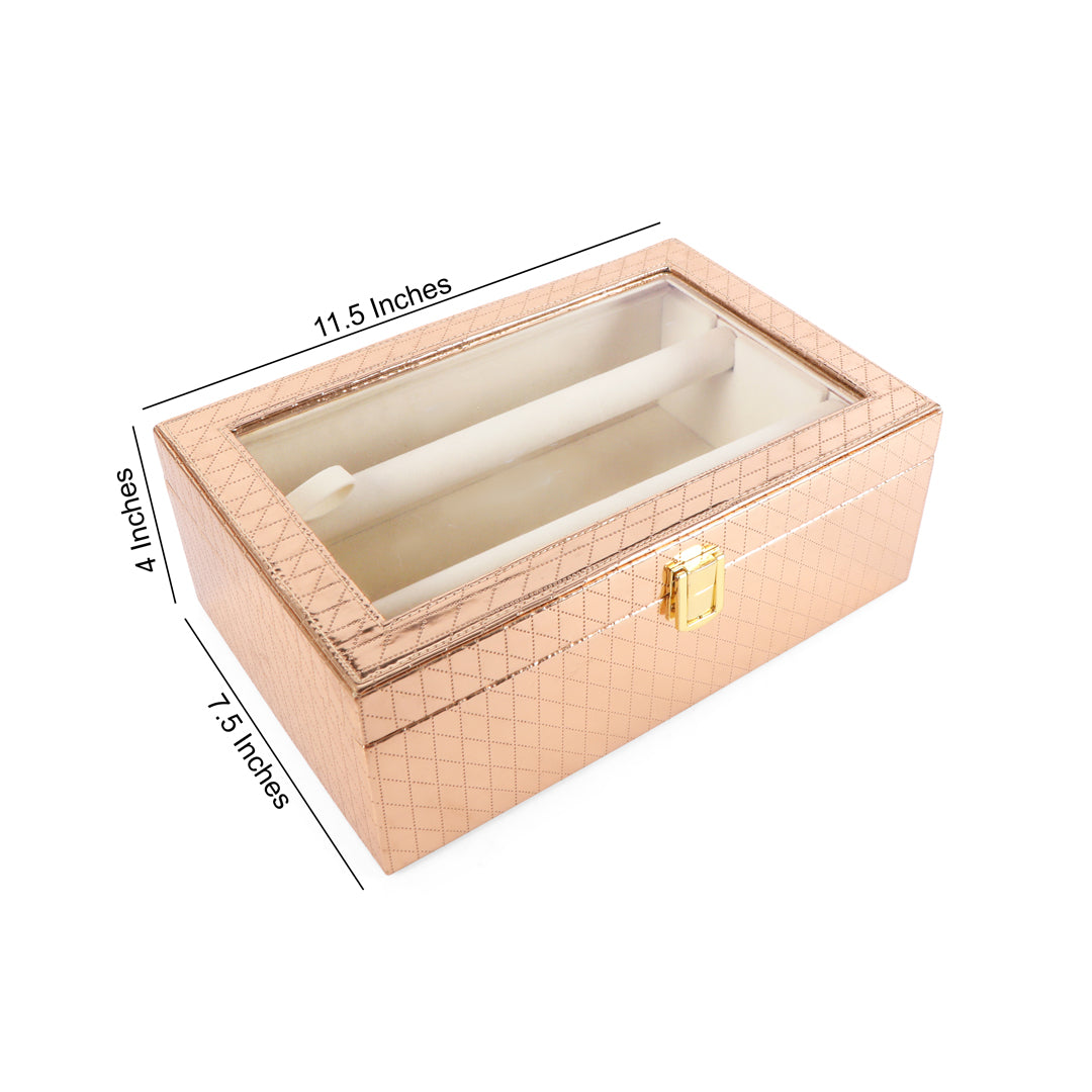 Bangle Box Two Rod Partition - Copper Bangle Storage Box 5- The Home Co.