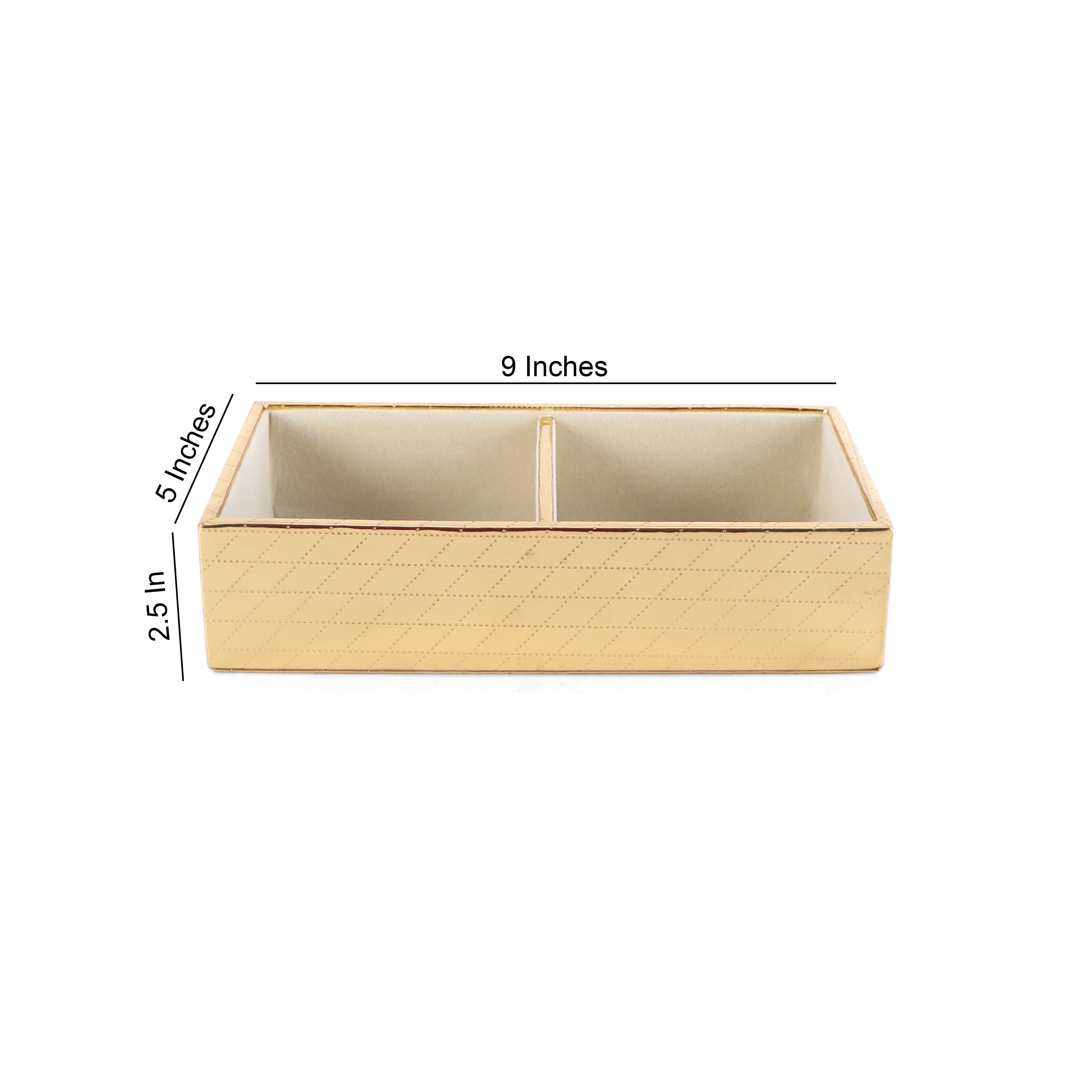 Leatherette Jewellery Tray 2 Partition - Gold