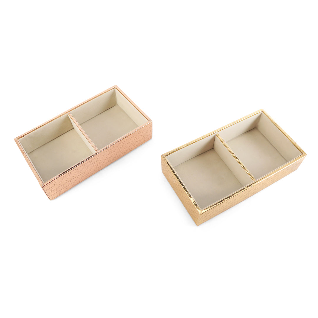 Jewellery Tray 2 Partition - Gold Jewellery Organiser 3- The Home Co.