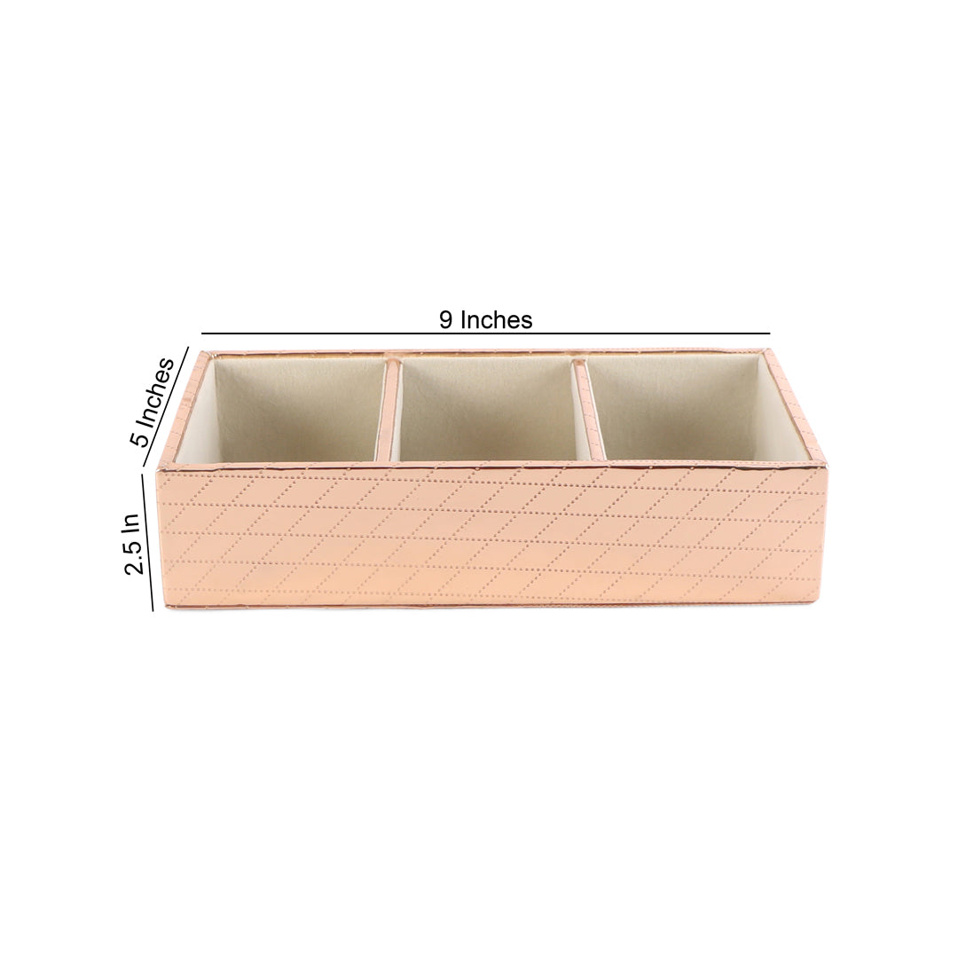 Jewellery Tray 3 Partition - Copper Jewellery Organiser 4- The Home Co.